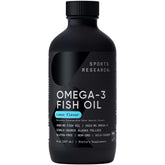 Sports Research Omega-3 liquid bottle for daily use, burpless convenience.
