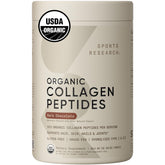 Sports Research Organic Collagen Powder tin label with USDA Organic certification
