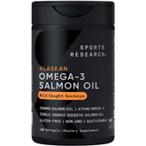 Sports Research Salmon Oil bottle showing MSC-certified wild Alaskan source for daily omega-3.