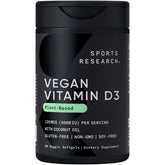 Sports Research Vegan Vitamin D3 5000iu bottle shown for easy daily use and general wellness