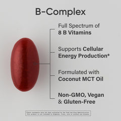 Sports Research Vitamin B-Complex softgels close-up; easy daily capsules.
