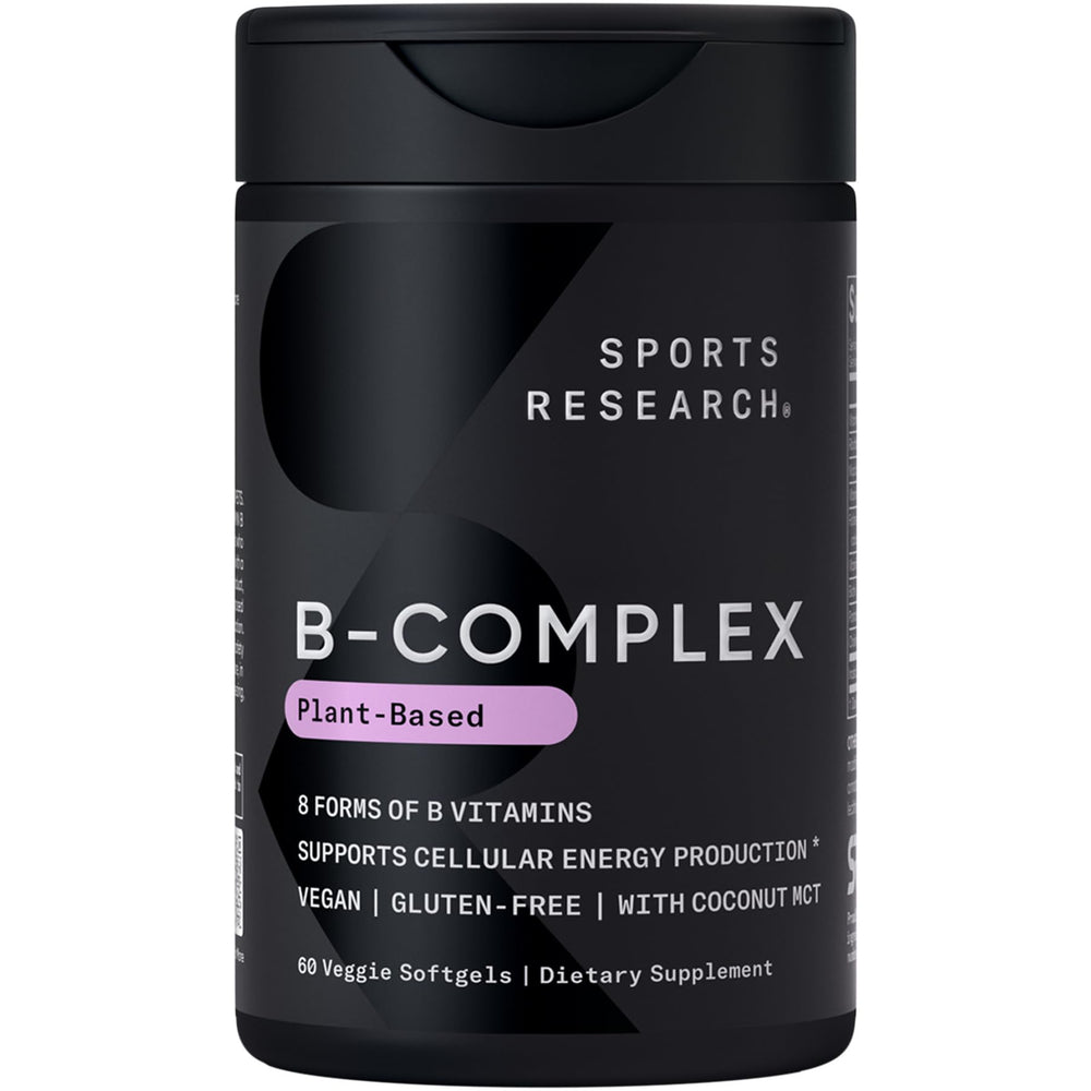 Sports Research Vitamin B-Complex veggie softgels, daily wellness support in view