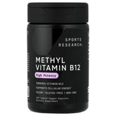 Sports Research Vitamin B12 bottle showing methylcobalamin for energy metabolism support