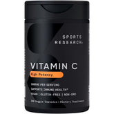 Sports Research Vitamin C 1000 mg bottle front with vegan capsules.