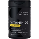 Sports Research Vitamin D3 bottle with MCT oil supports immune health.