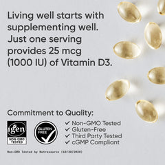 Third-party testing label on Sports Research Vitamin D3 bottle
