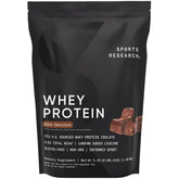 Sports Research Whey Protein bag in Dutch Chocolate flavor for lean muscle support.