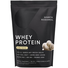 Sports Research Whey Protein Isolate bag front view for lean muscle support