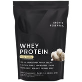 Sports Research Whey Protein Vanilla bottle front shows US-sourced protein for workouts