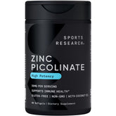 Sports Research Zinc Picolinate 50 mg bottle for daily immune support.