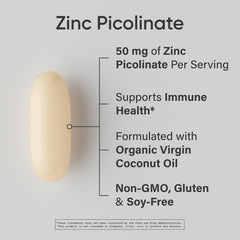 Sports Research Zinc Picolinate softgels in amber bottle for easy swallowing.