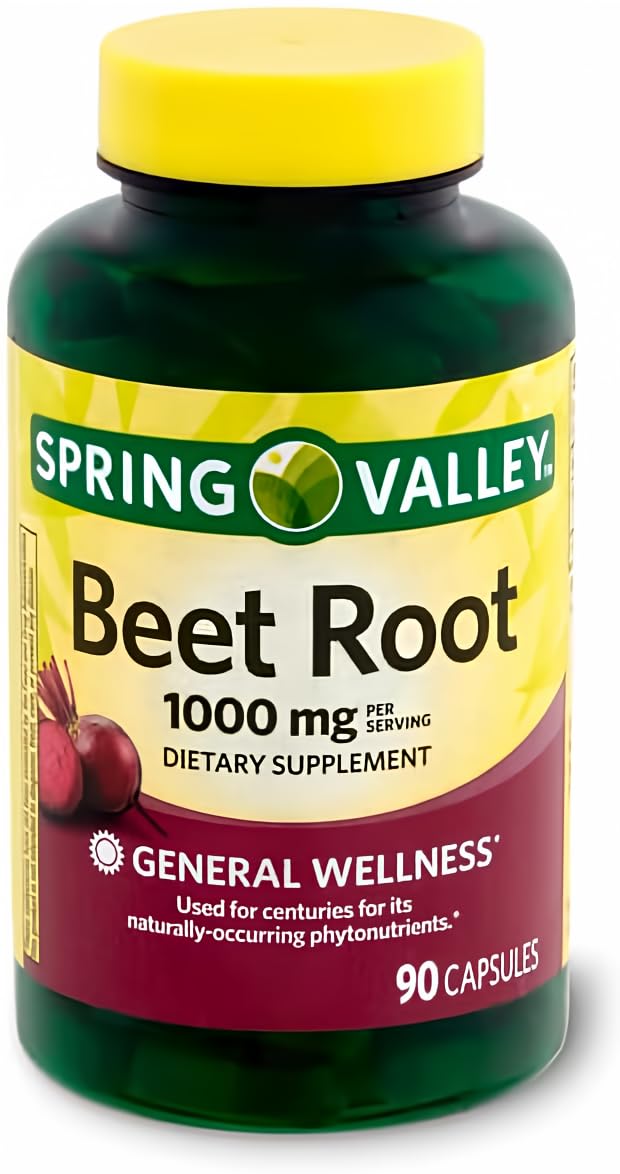 Spring Valley Beet Root 1000 mg bottle for daily supplementation and convenient wellness.