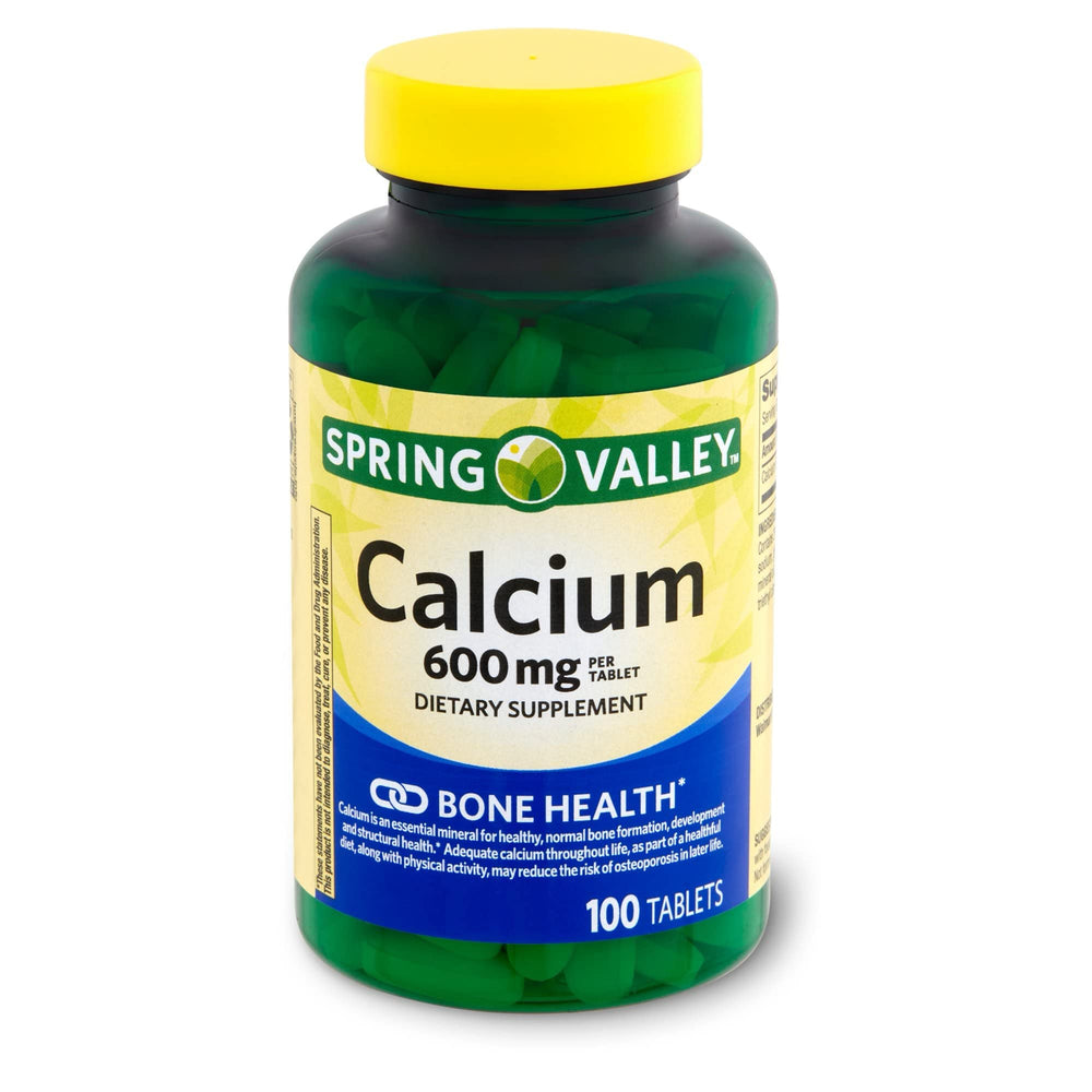 Spring Valley Calcium 600mg bottle front view for daily bone support