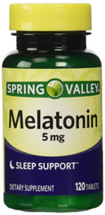 Spring Valley Melatonin 5mg twin-pack bottle supports regular sleep-wake patterns.