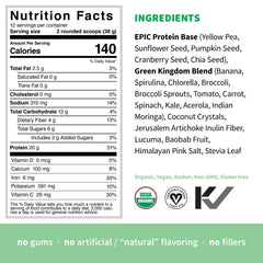 Close-up of Green Kingdom greens blend with kale, moringa, and spirulina.
