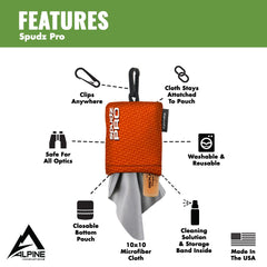 SPUDZ Pro weatherproof flip pouch protects the cloth while keeping it handy.