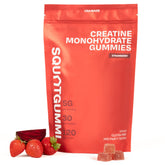 SquatGummi creatine gummies bottle front shows convenient daily dose for workouts.