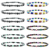 SROBENZ 12-piece magnetic hematite anklet set in assorted styles for everyday wear and mood balance.