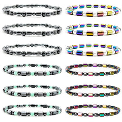 SROBENZ 12-piece magnetic hematite anklet set in assorted styles for everyday wear and mood balance.