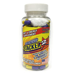 Stacker 2 Fat Burner bottle on display, emphasizing a 100-count supply