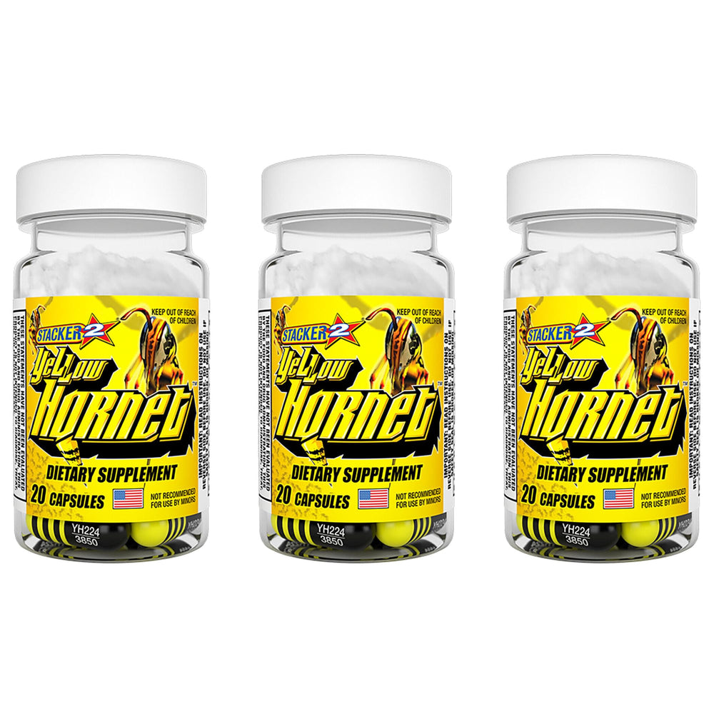 STACKER 2 Yellow Hornet 3×20-count bottles pack for convenient on-the-go energy.