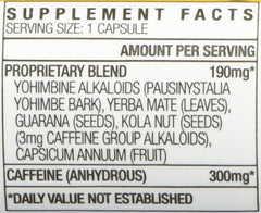 STACKER 2 Yellow Hornet label close-up with Yohimbe, Yerba Mate, Capsaicin.