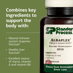 Albaplex ingredients panel referencing Betacol and Thymex.