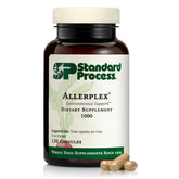 Standard Process Allerplex bottle on a counter ready for daily use supporting mucus health