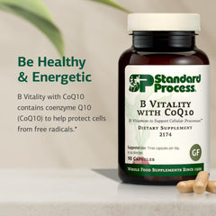 Standard Process B Vitality capsules on a clean countertop for daily wellness use
