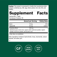 Standard Process B6-Niacinamide tablets close-up highlighting B6 and niacinamide benefits for digestion.
