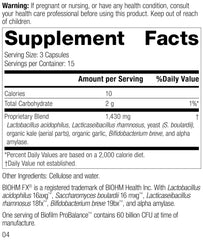 Close-up of Standard Process Biofilm ProBalance label showing vegan and gluten-free features.
