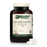 Standard Process Calcium Lactate bottle front view highlights vegan bone support.