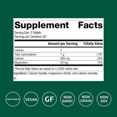 Standard Process Calcium Lactate tablets closeup shows vegan, gluten-free supplementation.