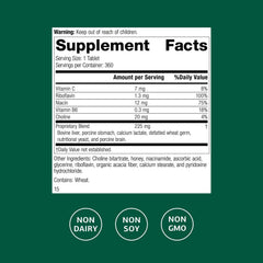 Standard Process Cataplex B2 bottle label closeup highlighting riboflavin content.