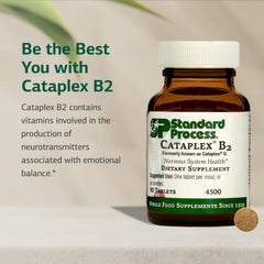 Cataplex B2 bottle pour, suggesting simple daily dosing.