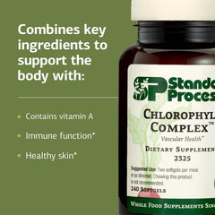 Standard Process Chlorophyll Complex pill closeup, vitamin A for healthy skin