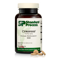 Standard Process Cyrofood bottle close-up showing convenient whole food nutrition.