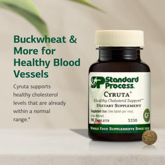 Standard Process Cyruta label featuring organic buckwheat flour for heart support.