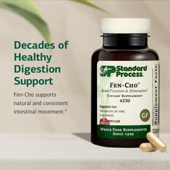 Fen-Cho label close-up highlighting gluten-free status and whole-food formulation.