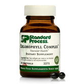 Standard Process Inc. Chlorophyll Complex bottle front showcases healthy, natural formula for immune support.
