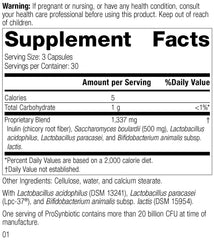 ProSynbiotic label closeup highlighting probiotic blend for digestive balance.