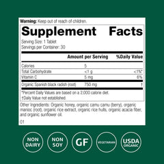 Standard Process Spanish Black Radish tablets close-up highlighting digestion support