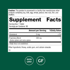 Standard Process Spleen Desiccated tablet pour showing easy daily intake for spleen health support.