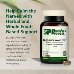 Standard Process St. John's Wort-IMT capsules on tray suggest convenient daily support.