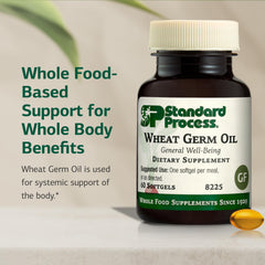 Standard Process Wheat Germ Oil label highlights gluten-free, non-dairy, non-soy formulation.