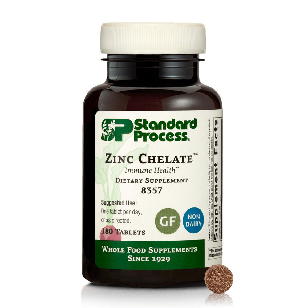 Standard Process Zinc Chelate bottle for everyday immune support and wellness.