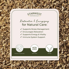 Brewing ashwagandha tea from Starwest root in a cup.