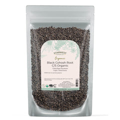 Starwest Botanicals Black Cohosh root cut and sifted in a bag for tea blends.