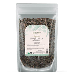 Starwest Botanicals ginkgo leaf cut-sifted texture for tea infusions