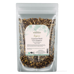 Starwest Licorice root cut and sifted bulk packaging, ideal for tea blends